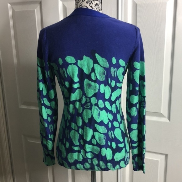 Tracy Reese Cardigan Green Blue Pockets S Spot - Picture 3 of 5